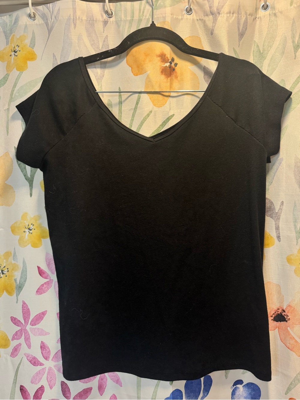 American Eagle Outfitters Black V-Neck Short Sleeve Tunic Top